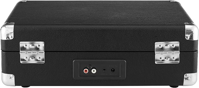 Crosley CR8005F-BK Cruiser Plus Vintage 3-Speed Bluetooth in/Out Suitcase Vinyl Record Player Turntable, Black/Red