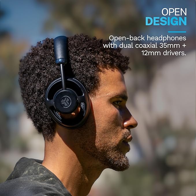 JLab JBuds Open Wireless Headphones – Open-Ear, Comfortable All-Day Fit, 24+ Hour Playtime, Immersive Sound, Bluetooth Headphones with App Control, Black