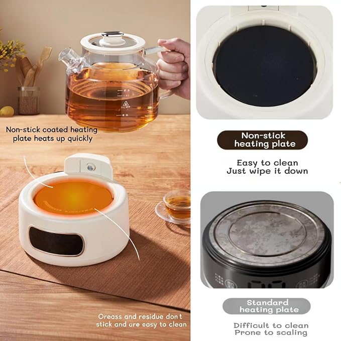 Lemuugo 1.2L Smart Electric Kettle with Tea Infuser, Borosilicate Glass Health Pot, Hot Water Kettle Electric, Digital Temperature Control with 24-Hour Timer, Tea, Stew & Dessert Cooker