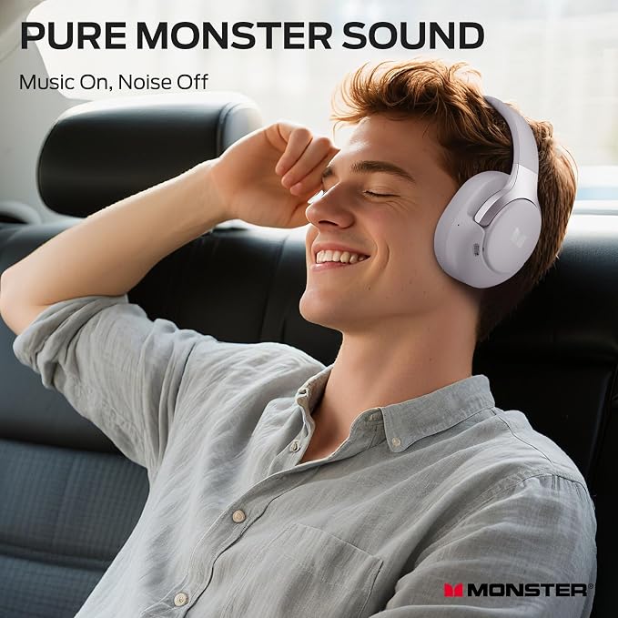 Monster Persona 5th ANC-Wireless Bluetooth Over-Ear Headphones with Microphone, 70H Playtime, Bluetooth 6.0, Comfortable and Foldable Design (Purple)