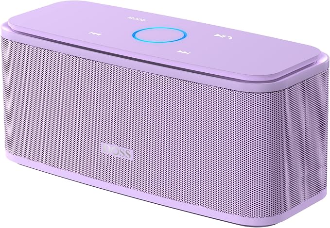 DOSS SoundBox Touch Wireless Bluetooth Speaker-12W HD Sound with Rich Bass, IPX5 Waterproof, 20H Playtime, Handsfree, for Gatherings, Home, Office, Outdoor, Travel-Purple