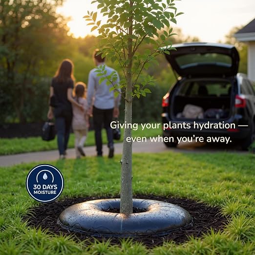 Smart Plant Watering Mat 24'' – Auto Tree Watering & Slow Release 30-Day Hydration | Vacation Plant Watering Device with Humidity Mat for Indoor Plants, Herbs & Small Trees (5 Mats/Pack)