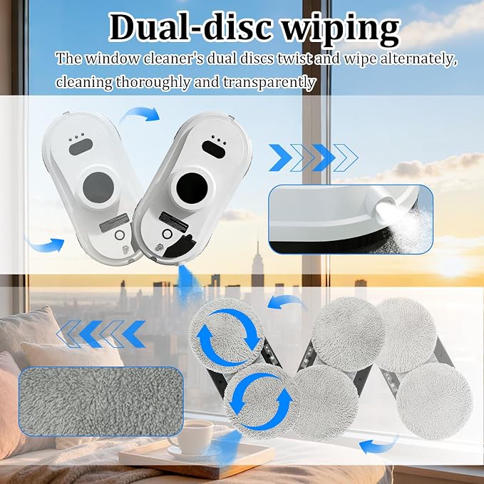 Window Cleaning Robot with Ultrasonic 5600PA Auto Water Glass Cleaning Automatic Smart Robot Cleaner,Window Vacuum Cleaner with Control Windows