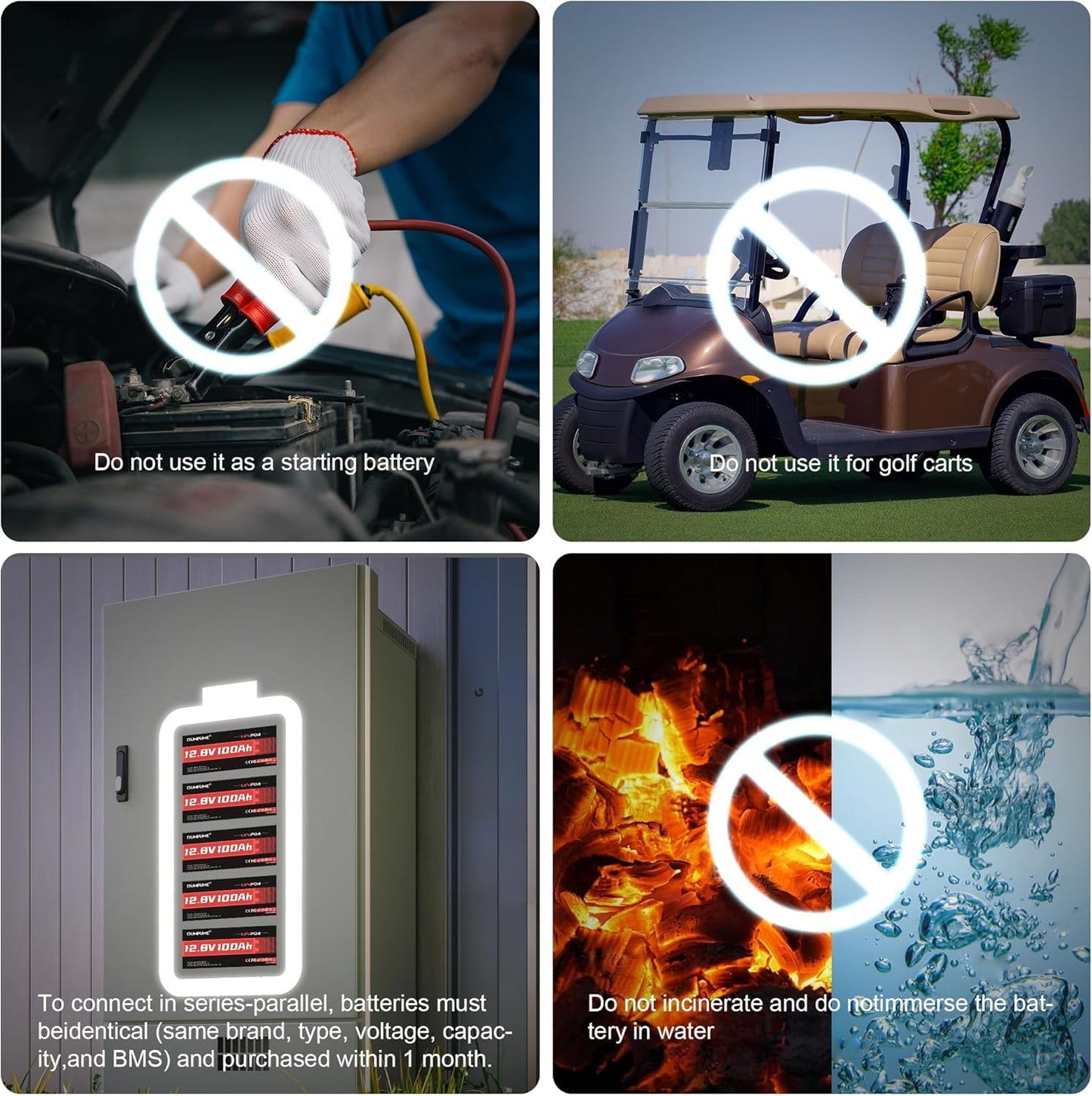 12V 100Ah LiFePO4 Lithium Battery, Built-in 100A BMS, 1280Wh, Up To 6000+ Cycles, Ideal For RV, Marine, Trolling Motor, Solar Off-Grid Systems