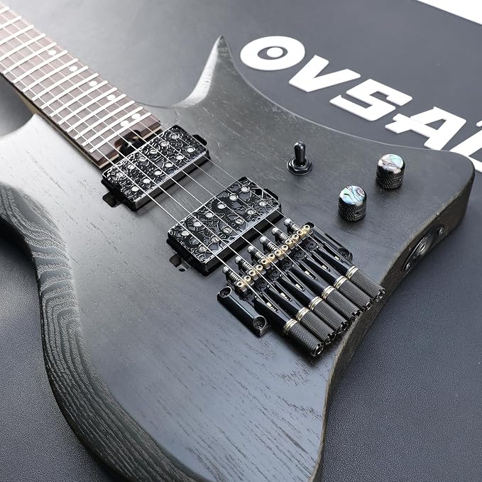 10.5mm Headless Electric Guitar Bridge All-Black Headless Bass Guitar Bridge Brass Saddles Zinc Alloy Plate Electric Guitar Bridge 6 String Headless Guitar Fixed Bridge