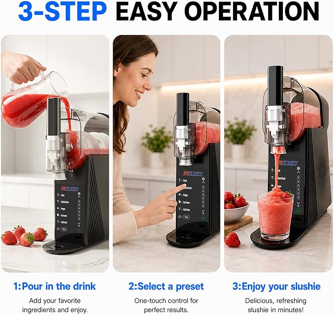 85oz Slushy Maker Machine for Home, Slushie Machines No Ice Needed Countertop with 5 Presets, Auto-Clean, Frozen Margaritas, Cocktails, Frappés, Smoothies, Milkshakes Summer Parties Gifts