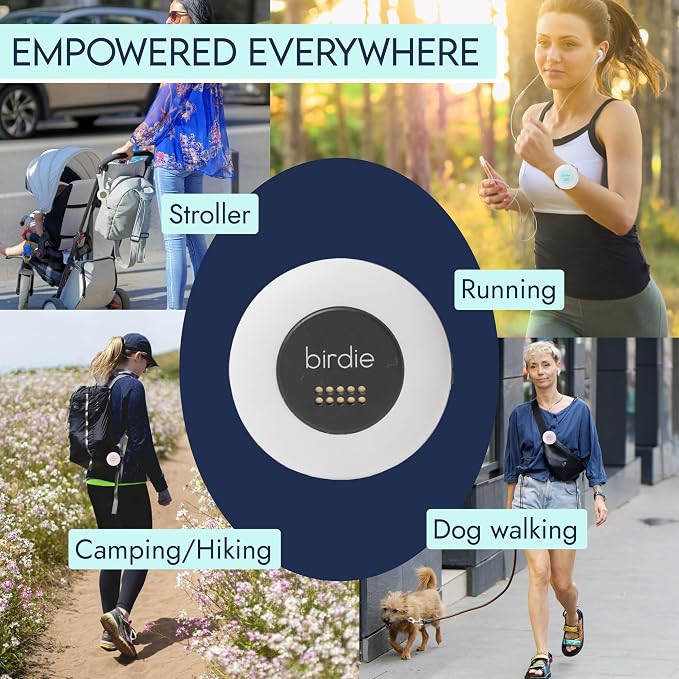 She's Birdie - The Original Personal Safety Alarm Disc for Bikes, Hikes, and Late Nights - Loud Siren, LED Light for Extra Visibility, Rechargeable, Handsfree, Lightweight, Water Resistant (Charcoal)