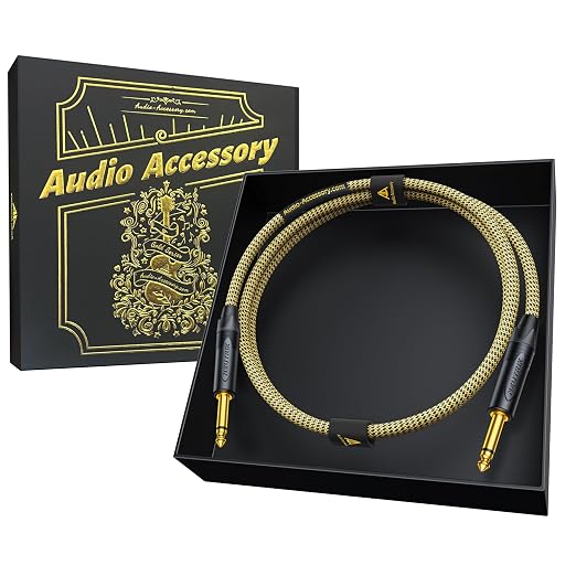 AA AUDIO ACCESSORY Gold Series Guitar Cable 3.3 ft (Gold-Plated Neutrik Connectors) 16 AWG, Kevlar Reinforced Braided 1/4 Instrument Cord for Electric Guitar Amp Bass, 100% Shielded, Yellow/Black
