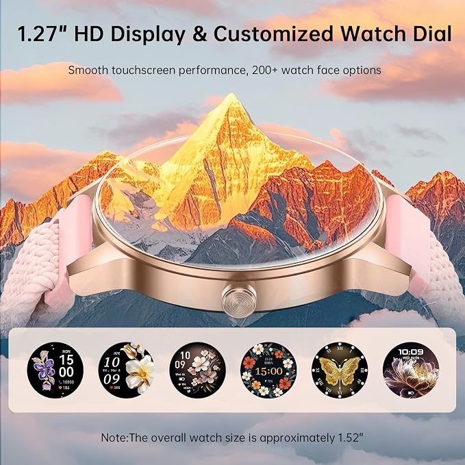 Smart Watch for Women, 1.27'' Touchscreen Activity Trackers with Heart Rate/Sleep Monitor, Make/Answer Calls, 130+ Sport Modes IP68 Waterproof Fitness Watch Smartwatch for iPhone/Samsung/Android