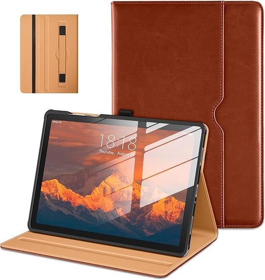 DTTO for Samsung Galaxy Tab A11+/A11 Plus/A9+ Plus 11 inch Case (2023/2026), Premium Leather Folio Stand Cover with Hand Strap for, Multi-Angle Viewing and Auto Wake/Sleep, Brown