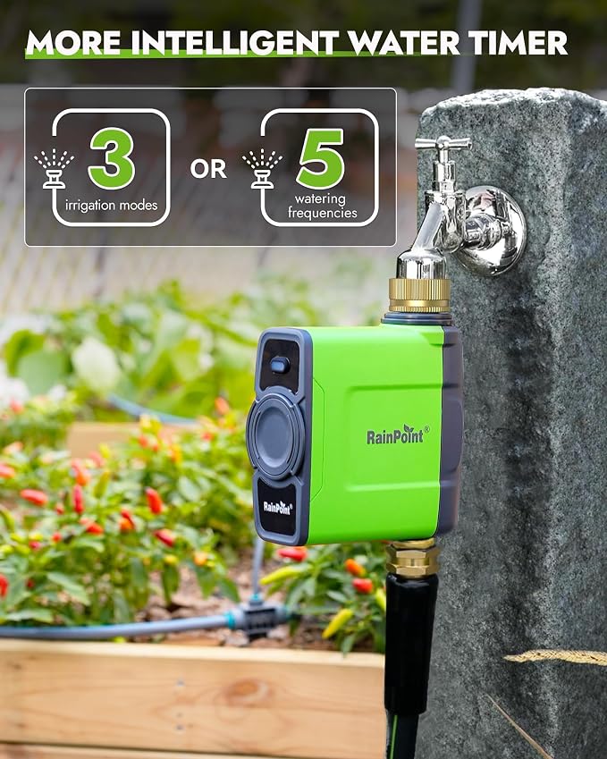 RAINPOINT WiFi Water Timer for Garden Hose, 2027 New Version WiFi Sprinkler Controller, Smart Hose Timer Valve, Automatic Drip Irrigation System/Rain Delay for Garden