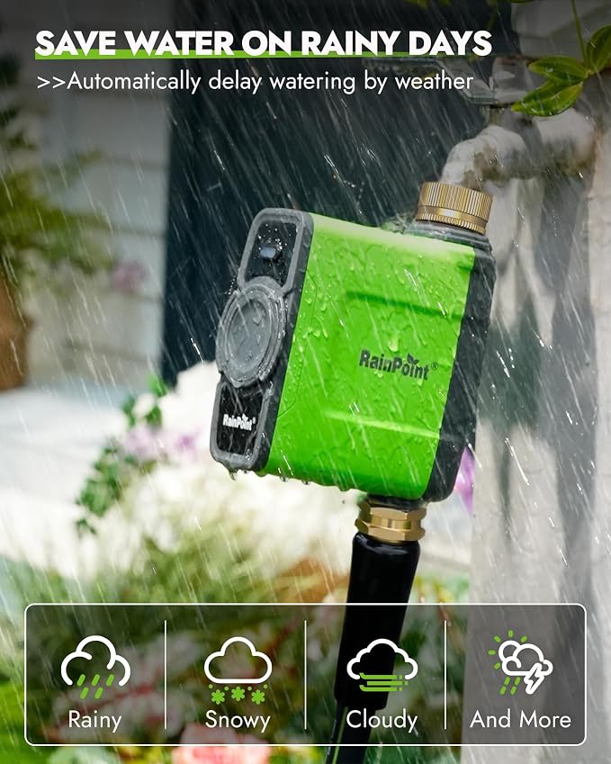 RAINPOINT WiFi Water Timer for Garden Hose, 2027 New Version WiFi Sprinkler Controller, Smart Hose Timer Valve, Automatic Drip Irrigation System/Rain Delay for Garden