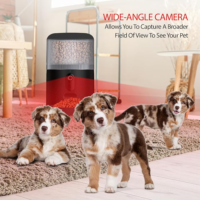 Energizer Smart Pet Feeder with 2K Video Camera, 5Ghz & 2.4Ghz Dual Band Wi-Fi, 2-Way Audio, Night Vision, 4L Food Capacity, Remote Feeding Dogs & Cats, Compatible with Alexa & Google, Records