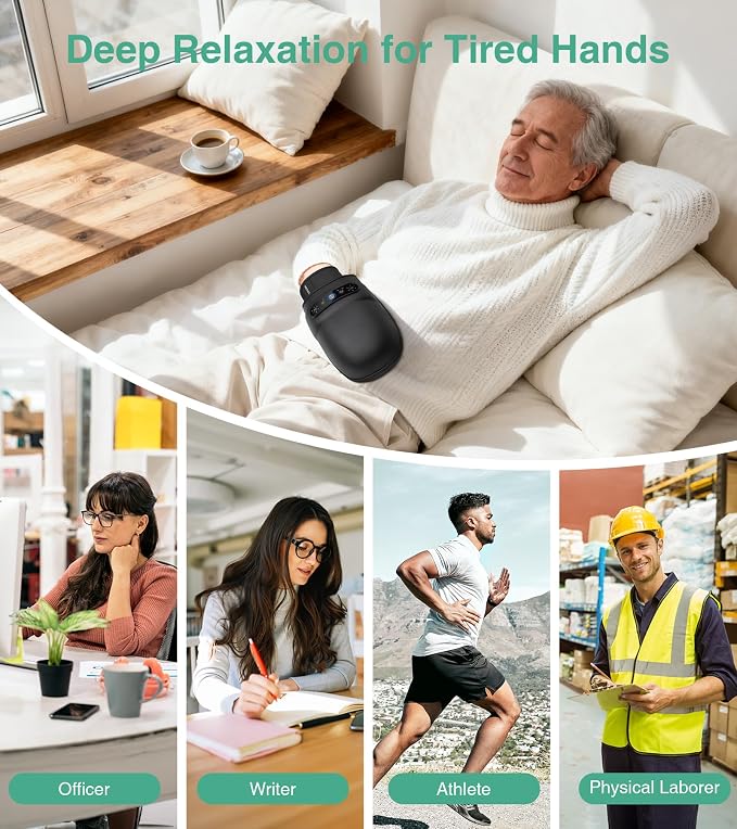 Medcursor Hand Massager, 2026 Upgraded, Hand Massager with Heat and Compression for Carpal Tunnel and Stiff Joints, Pain Relief from Wrist to Palm and Finger, Gifts for Women Men (Rechargeable)