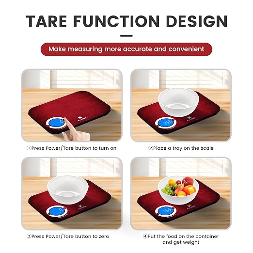 EILISON Smart Kitchen Scale with Nutrition Calculator, Digital Food Scale, Large TFT Color Display, Bluetooth App for 999+ Foods, Calorie Counter & 24 Nutrients Analyzer, 5000g Cap (Red)