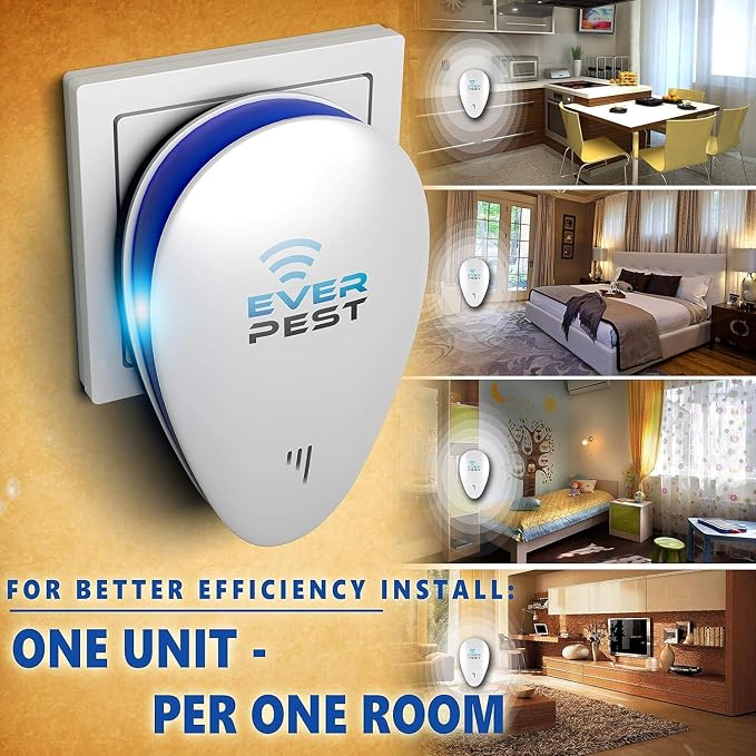 Ultrasonic Pest Control Repeller - Repel Rodents, Ants, Cockroaches Get Rid, Bed Bugs, Mosquitos, Flies, Spiders, Squirrel Bats - Eco-Friendly