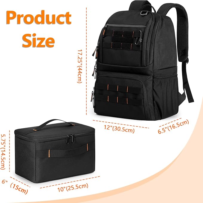 BAFASO Tactical Lunch Box for Women & Men, Lunch Backpack with Insulated Cooler Bag and 17 Inch Laptop Sleeve, Black
