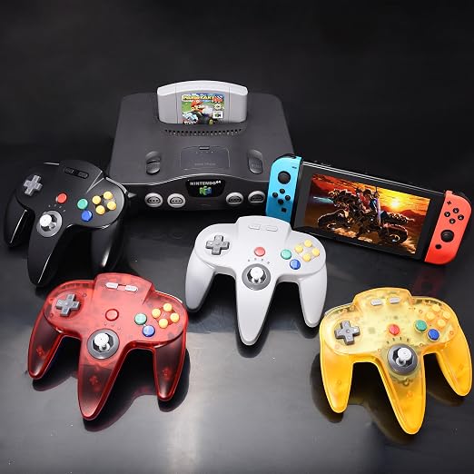 2 Pack Wireless N64 Switch Online Controller, with 2.4 GHz USB & N64 Receivers, Compatible with Windows PC macOS, N64 Console / Switch / NSO - (Rechargeable) (Plug and Play) (Built-in Rumble) (Black)