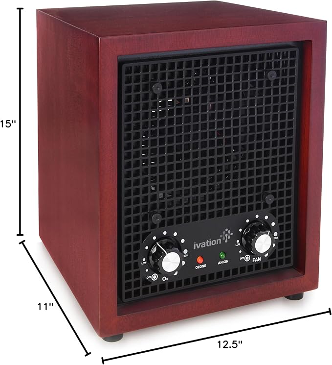 Ivation Ozone Generator Air Purifier, Ionizer & Deodorizer -Purifies Up to 3,500 Sq/Ft -Great for Dust, Pollen, Pets, Smoke & More Cherry