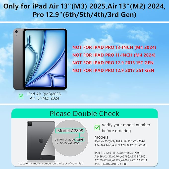 Keyboard Case for iPad Air 13-inch(M3/M2, 2025/2024) & iPad Pro 12.9-inch(6th/5th/4th/3rd Gen), Magic-Style Magnetic Keyboard Case with 7-Color Backlight, Multi-Touch Trackpad Keyboard for iPad