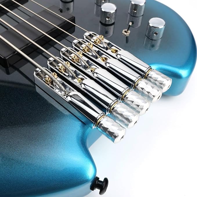 Pack of 5 Individual Single Tubular Fixed Bridge 5 String Electric Bass Bridge for Headless 5-string Bass Replacement Parts Chrome