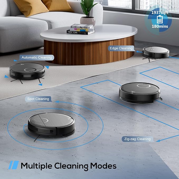 Robot Vacuum, 2 in 1 Robot Vacuum and Mop Combo for Pet Owners: Strong Suction, Anti-Tangle Brushless Inlet, Picks Up Dog & Cat Hair, Wet Mopping Removes Paw Prints, Auto-Recharge with Schedule
