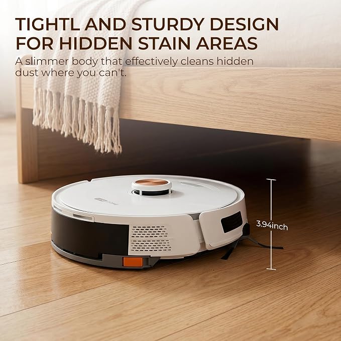 Robot Vacuum and Mop Combo with Smart Mechanical Arm, 10000Pa Suction, Smart Mapping, Obstacle Avoidance, Self-Charging, WiFi App & Alexa, 150 Mins Runtime, For Pet Hair, Floors, Carpets, Home Office