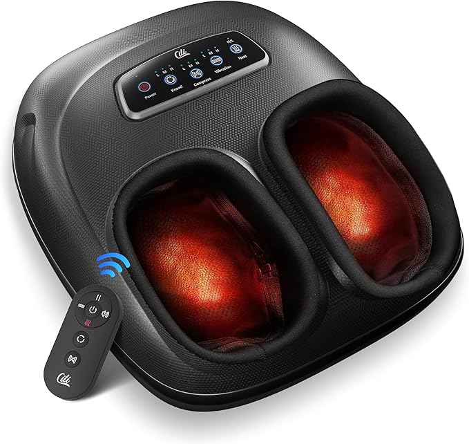 CILI 2026 Upgraded 4-in-1 Heated Foot Massager with Shiatsu, Compression & Vibration, Fathers Day Dad Gifts for Men,Feet Massager Machine with Remote Control, Deep Kneading, Fits Big Feet 14 Men