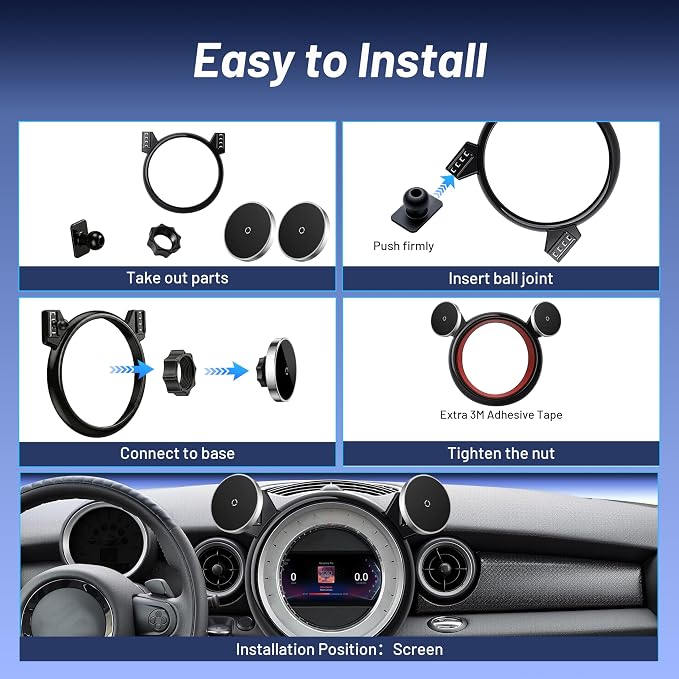 Phone Mount for BMW Mini Cooper (2007-2013 R56, 08-14 R55, 09-15 R57, 12-15 R58/R59), Magnetic iPhone Holder, Magsafe Car Mount Charger, 2PC 15W Wireless Car Charger, Hands Free & 360°,Car Accessories