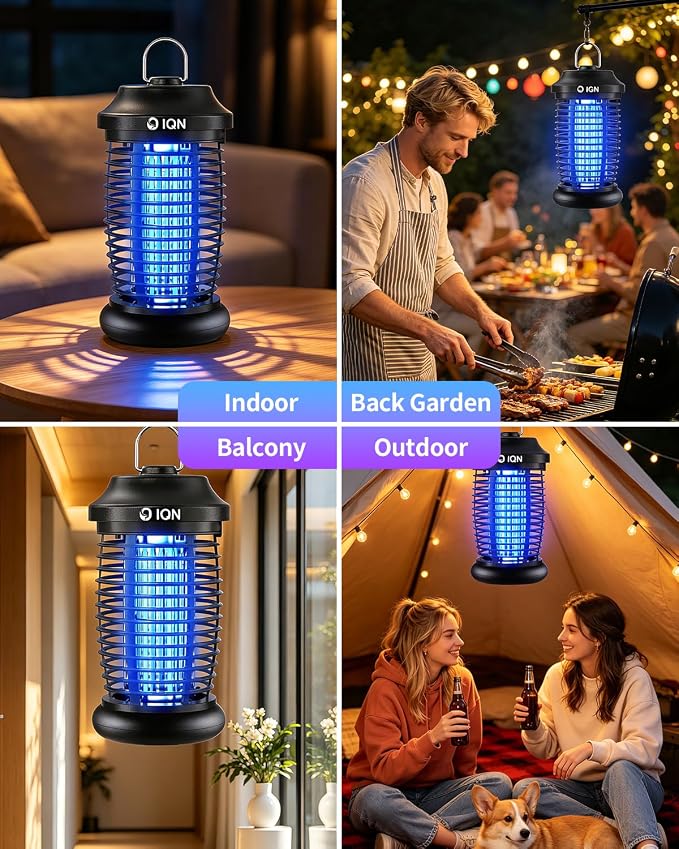 Outdoor Insect Killer, Mosquito Killer, Electric Fly Killer, Insect Killer, Mosquito Killer, Fly Trap, Indoor and Outdoor Flying Insect Killer 4200V, ABS Plastic Shell (Black)