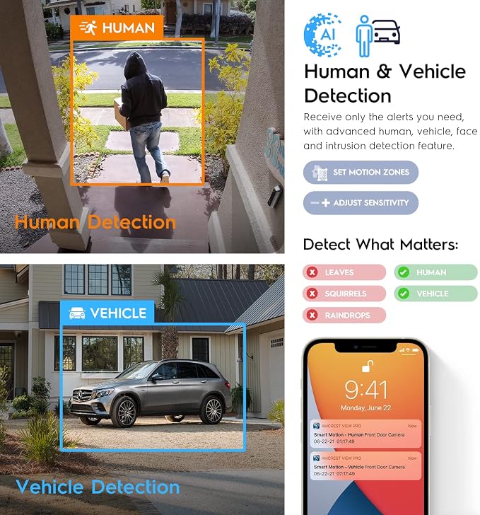 Amcrest UltraHD 4K (8MP) IP PoE AI Camera, FOV 129°, 49ft Color Nightvision, Security Outdoor Bullet Camera, Human & Vehicle Detection, Active Deterrent, 4K @15fps, IP8M-2796EB-AI (Black)