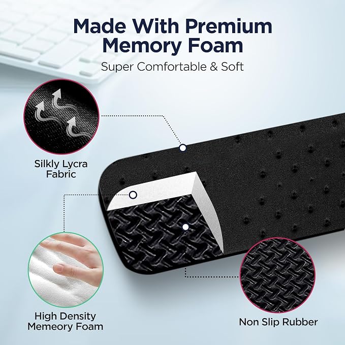 EdgeRest Mini PostureUp L-Shaped Desk Long Wrist Rest Elbow, Forearm & Wrist Comfort Support for Table or Desk Edge, Non-Slip, Memory Foam Padding, Ergonomic Design for Work, Universal Fit, Black