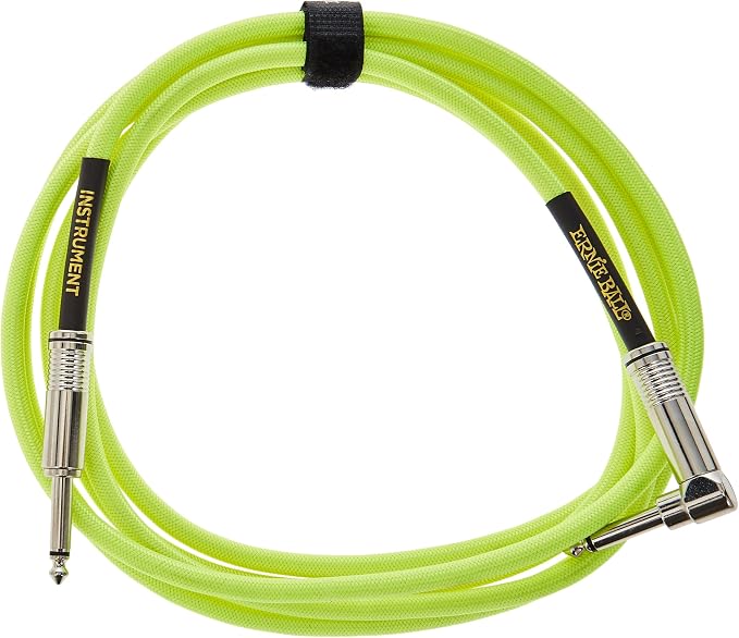 Ernie Ball Braided Instrument Cable, Straight/Angle, 10ft, Neon Yellow (P06080)