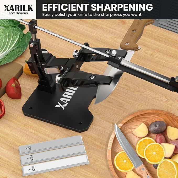 GEN3 Guided Knife Sharpening System, Aluminium | Professional knife sharpener, Knife Sharpening Kit W / 3 Al Plates Diamond (320#, 800#, 2000#) for For Hunting & Kitchen Knives