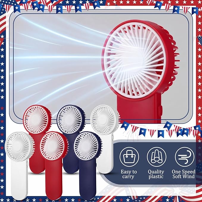 Sumind 12 Pcs Small Personal Portable Fan Mini Handheld Bulk 1 Speed Electric Cute Battery Powered for Neck Lash Makeup Women Men Travel Camping Indoor Outdoor Summer (White,Red,Blue)