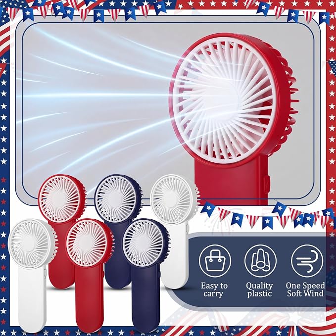 Sumind 6 Pcs Small Personal Portable Fan Mini Handheld Bulk 1 Speed Electric Cute Battery Powered for Neck Lash Makeup Women Men Travel Camping Indoor Outdoor Summer (White,Red,Blue)