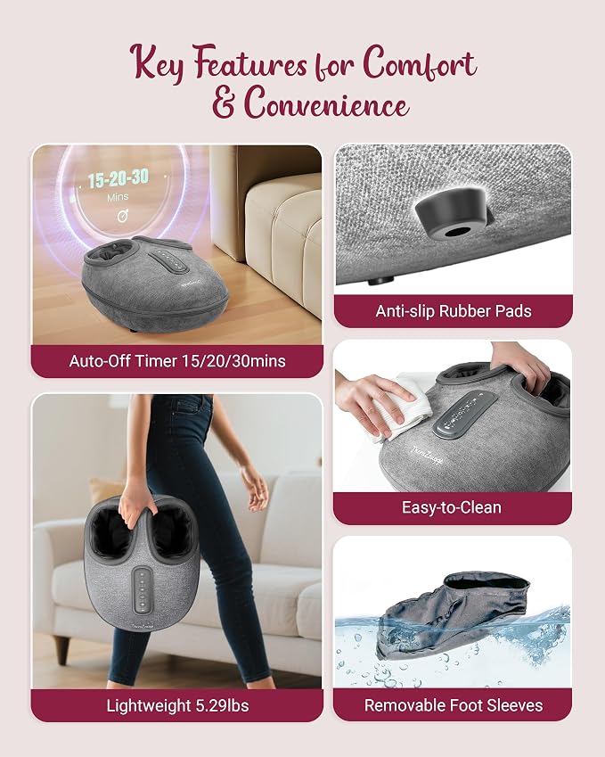 Shiatsu Foot Massager with Heat [2026 Upgraded], Gifts for Him Her, FSA Eligible Deep Kneading Compression, Remote Control, HSA Feet Massage for Plantar Fasciitis, Fits Size 14