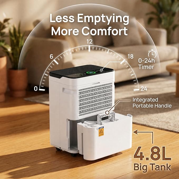 AIRPLUS 70 Pints Dehumidifiers for Home, 5500 Sq. Ft Dehumidifier for Basement with Drain Hose, Continuous Drainage, Intelligent Humidistat, Dehumidifier for bathroom, bedroom, Large Room, 2007