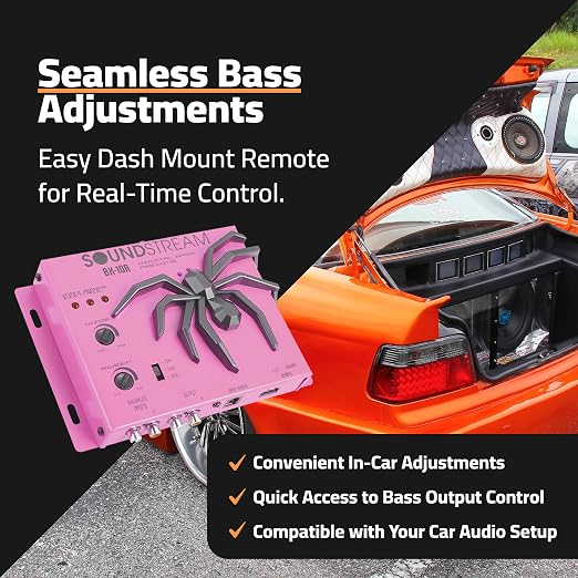 Soundstream BX-10R Bass Restoration Processor with Parametric Bass Equalizer, Digital Bass Processor for Car Audio, Balanced Inputs & Dash Mount Remote Control - Pink
