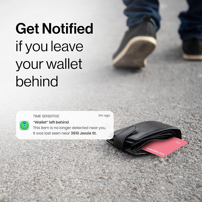SPOTMINDERS Apple MFi Certified Wallet Tracker Card for Travel Gifts for Women - Works with Apple Find My Rechargeable Tracking Card for Wallet Luggage Passport Purse Slim 0.07in IP68 Pink Item Finder