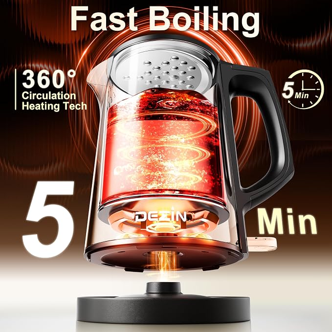 Dezin 0.8L Electric Kettle, Small Electric Kettle with Double Wall Construction, 304 Stainless Steel Electric Tea Kettle for Business Trip, Portable Travel Kettle with Auto Shut-Off