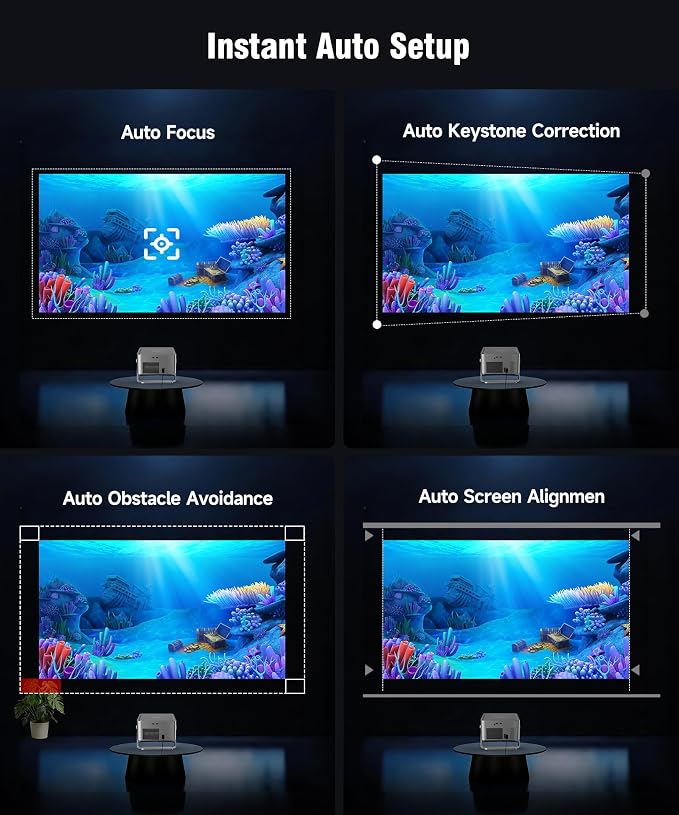 Magcubic 4K Smart Projector with WiFi and Bluetooth, 800 ANSI, TV Stick Built-in, Auto Focus & Keystone, Voice Control, 180° Rotatable Portable Movie Proyector for Home Theater Outdoor Bedroom