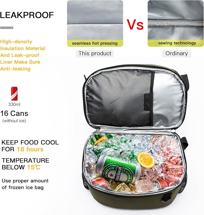 TUGUAN Insulated Cooler Backpack 38 Cans Double Deck Leakproof Lightweight Soft Lunch Backpack Small Cooler Bag Beach Picnic
