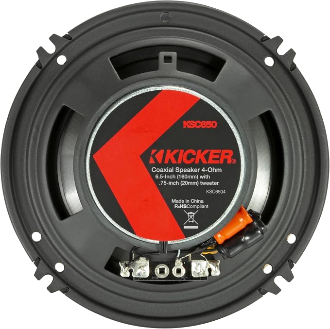 KICKER 51KSC6504 KS-Series 6.5" Coaxial Speakers with .75" tweeters, 4-Ohm, Pair