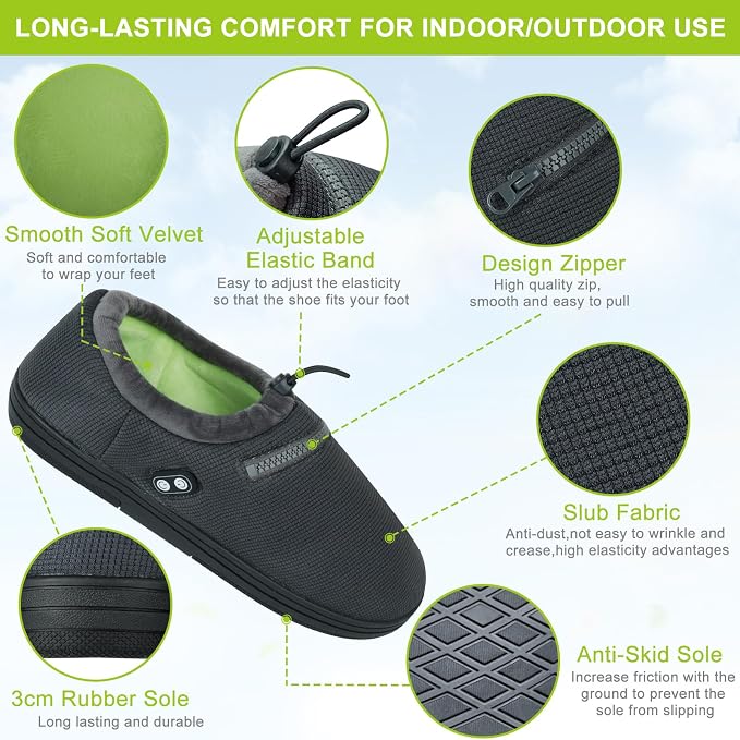 Foot Warmer, Electric Foot Warmer with 5000mAh Battery, Heated Slippers Women Men, Heated Foot Warmer with Smart Dual Independent Switch Heated Shoes for Feet Warmers Winter Warm