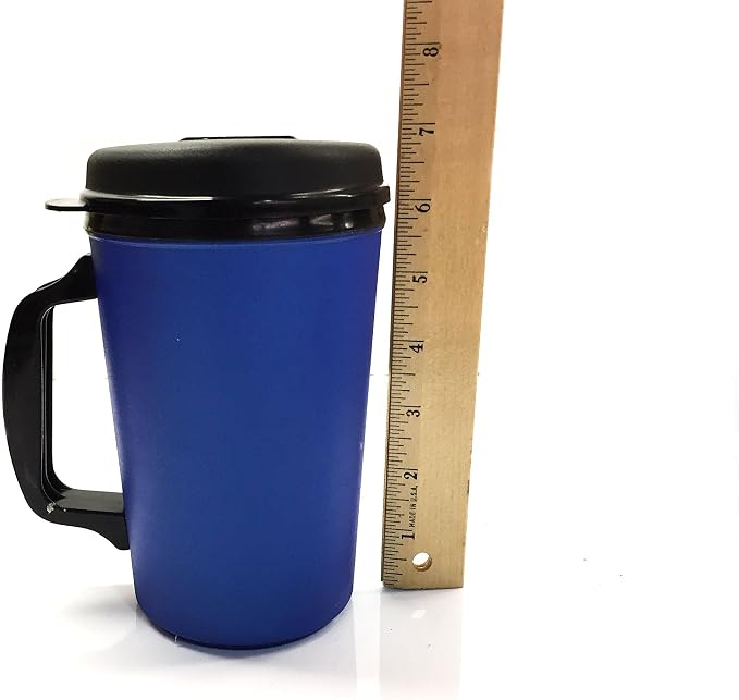 2 ThermoServ Foam Insulated Coffee Mug 20 oz w/Lids (1) Blue & (1) Red