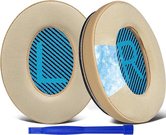 SoloWIT Cooling-Gel Earpads Cushions for Bose Headphones, Replacement Ear Pads for Bose QuietComfort 15 QC15 QC25 QC2 QC35/Ae2 Ae2i Ae2w/SoundTrue & SoundLink Around-Ear & Around-Ear II - Beige