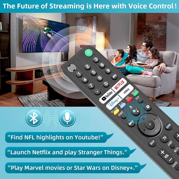 Replacement for Sony TV Remote, for All 2019-2026 Sony Remote Control for Bravia Smart TV with Voice Control. for Bravia XR/XBR/KD/K Series Google/Android TVs. 1-Year Warranty.