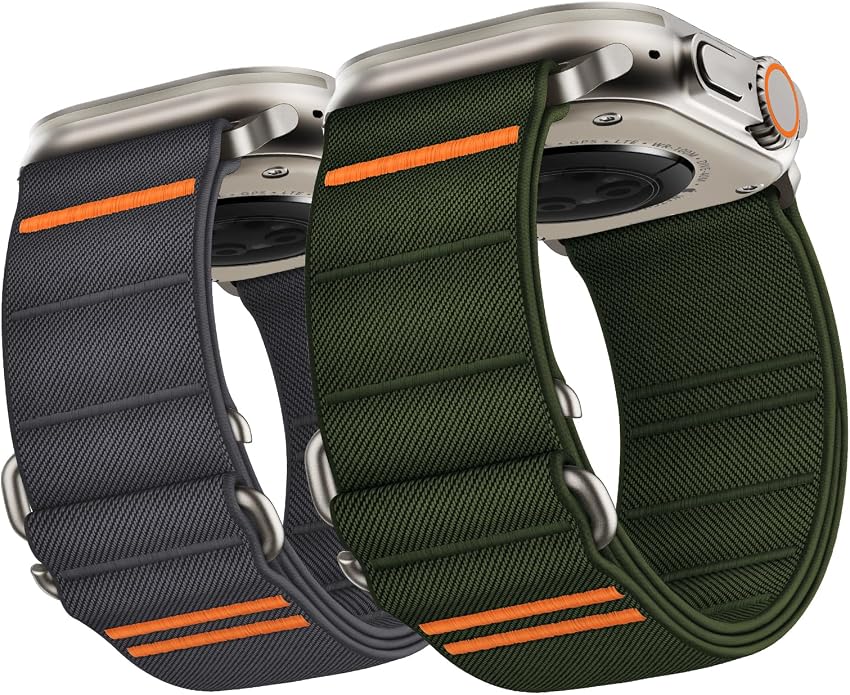 Suitisbest 2 Pack Sport Band Compatible with Apple Watch Ultra Band 49mm 46mm 45mm 44mm 42mm 41mm 40mm 38mm, Stretchy Sport Loop Strap for iWatch Series 11 10 9 8 7 6 5 4 3 2 1, SE 3 2 1, Ultra 3 2 1