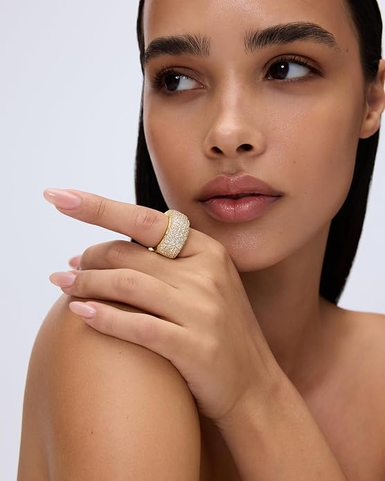 PAVOI 14K Gold Plated Pave Smart Ring Cover Compatible with Oura Ring Gen 4